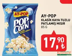 AY-POP KLASİK KAYA TUZLU PATLAMIŞ MISIR 85 G AY-POP KLASİK KAYA TUZLU PATLAMIŞ MISIR 85 G